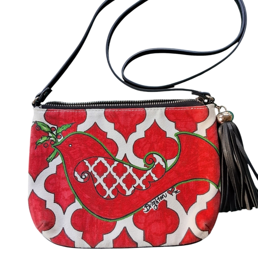 Brighton Peace Love Dove Pouch Crossbody Handbag. Holiday Flare